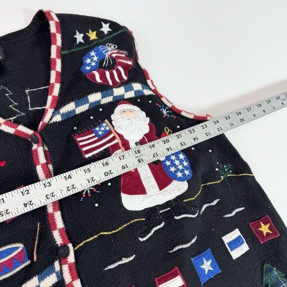 VTG Patriotic Christmas Knit Vest Designers Originals Womens 3X Embroidered USA - Picture 6 of 8
